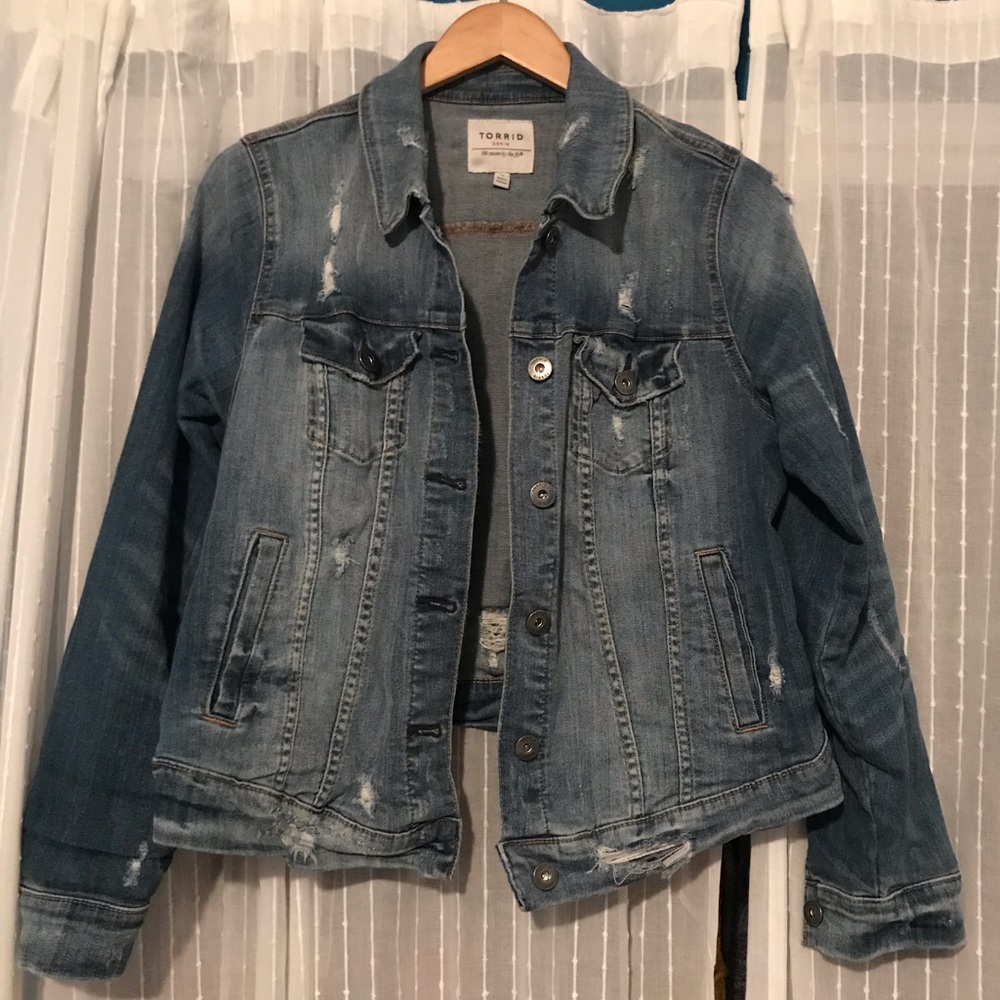 Distressed Jean Jacket Torrid